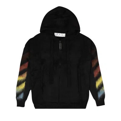 Pre-owned Off-white Diag Brushed Mohair Zip Hoodie 'black/rainbow'