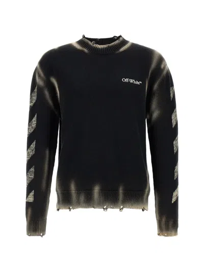 OFF-WHITE `DIAG CORROISON` KNIT CREW-NECK SWEATER