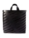 OFF-WHITE OFF WHITE DIAG CUT-OUT LEATHER TOTE BAG