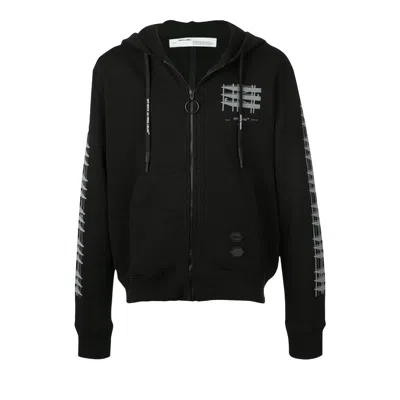 Pre-owned Off-white Diag Indus Slim Zipped Hoodie 'black / Silver'