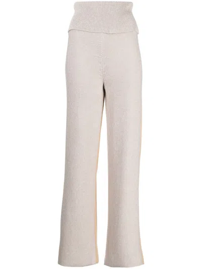 Off-white Diag Languid Two-tone Knit Trousers In Neutrals