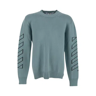 Pre-owned Off-white Diag Outline Knit Crewneck 'ice Black' | Men's Size Xl