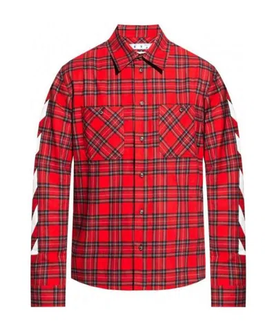 Off-white Diag Checked Flannel Shirt In Red