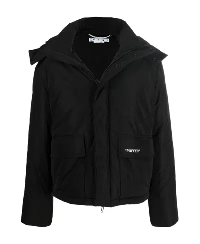 Off-white Diag-print Puffer Jacket In Black