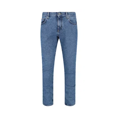 Pre-owned Off-white Diag Print Skinny Jeans 'blue'