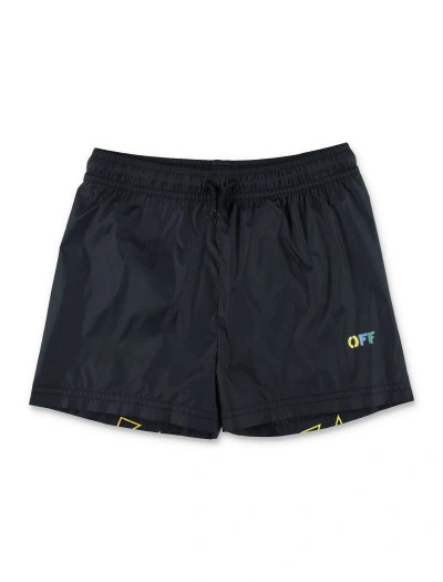Off-white Kids' Diag Rainbow Swimshorts In 黑色