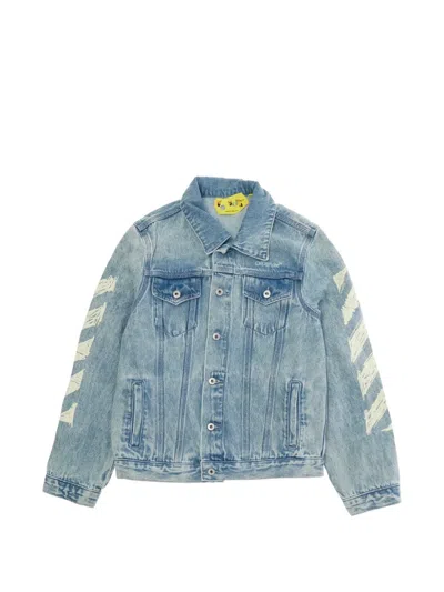 Off-white Kids' Diag Sketch Denim Jacket In Blue