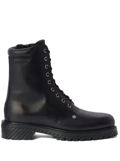 OFF-WHITE DIAG-SOLE LACE-UP COMBAT BOOTS