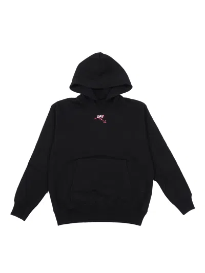 OFF-WHITE DIAG SPLAT HOODIE BLACK - FUCHSIA