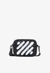 Off-white Black And White Diag Spray Polyamide Camera Bag In Black