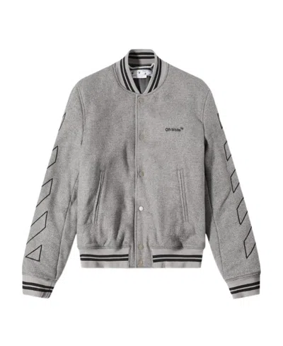 Off-white Diag-stripe Bomber Jacket In Gray
