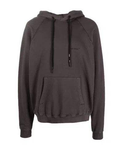 Off-white Diag Stripe Cotton Hoodie In Black