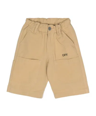 Off-white Diag-stripe Cotton Shorts In Nude