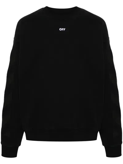 Off-white Diag-stripe Cotton Sweatshirt In Black