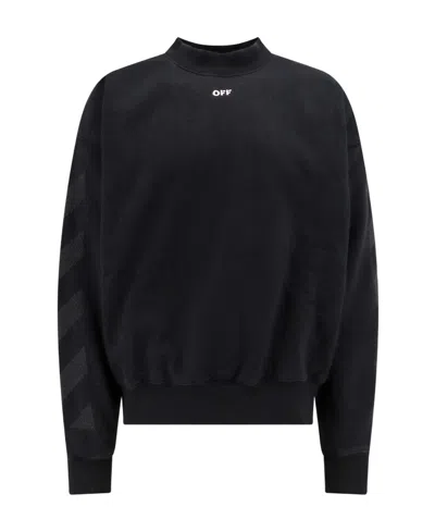 Off-white Diag-stripe Cotton Sweatshirt In Black