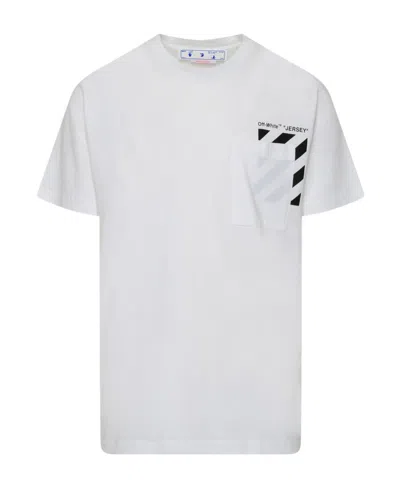 Off-white Diag-stripe Cotton T-shirt In White