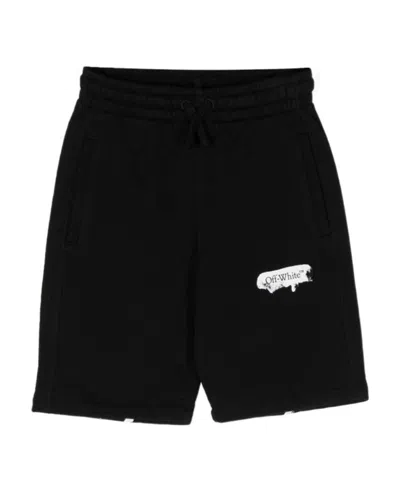 Off-white Diag-stripe Cotton Track Shorts In Black