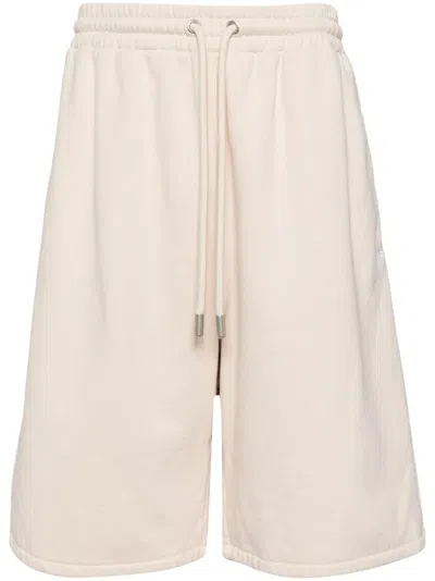 Off-white Diag-stripe Cotton Track Shorts In Brown Rice