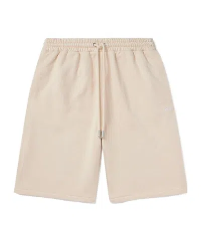 Off-white Diag-stripe Cotton Track Shorts In Nude