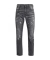 Off-white Diag-stripe Distressed Jeans In Black
