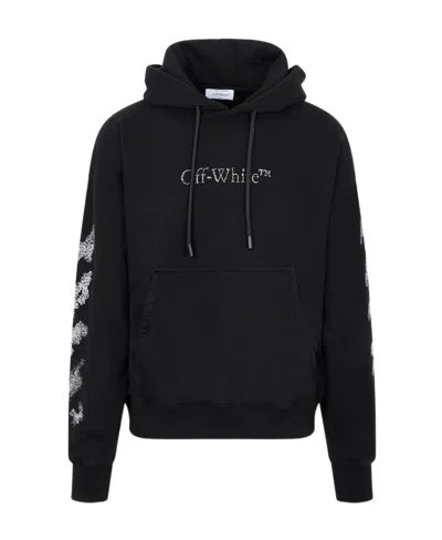 Off-white Diag Stripe-embroidered Cotton Hoodie In Black
