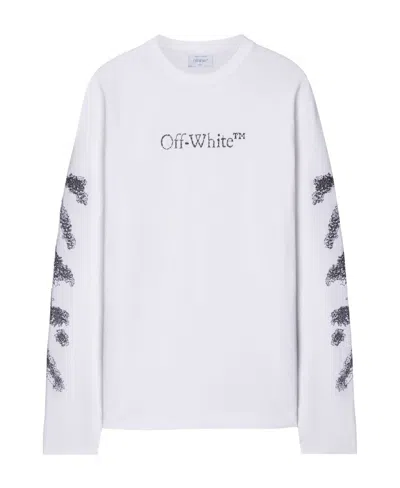 Off-white Diag-stripe Embroidered Sweatshirt In White