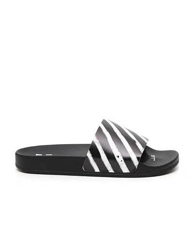 Off-white Black Zebra Stripe Printing Flip-flops