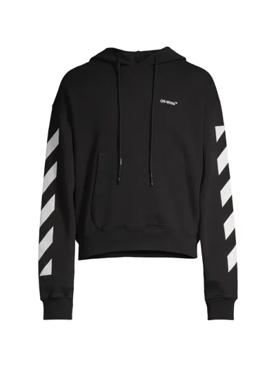 Off-white Diag Printed Drawstring Hoodie In Black