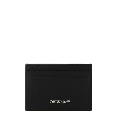 Off-white Diag-stripe Leather Cardholder In Black