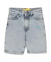 Off-white Diag-stripe Logo-print Denim Shorts In Gray