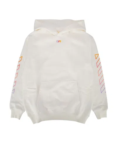 Off-white Diag-stripe-print Cotton Hoodie In White