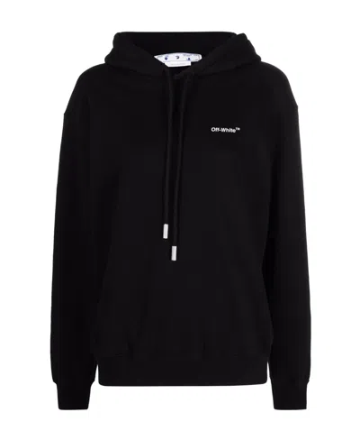 Off-white Diag-stripe Print Drawstring Hoodie In Black