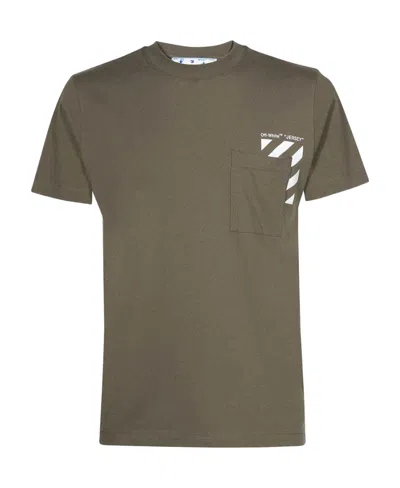 Off-white Diag-stripe Print Short-sleeved T-shirt In Green