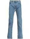 Off-white Diag-stripe Print Slim Fit Jeans In 4901 Medium Blue White