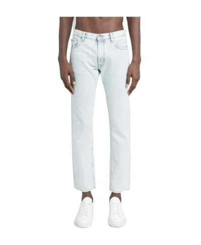 Off-white Diag-stripe Print Slim Fit Jeans In White