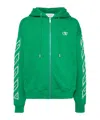 Off-white Diag-stripe Zip-up Hoodie In Green