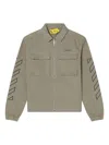 Off-white Kaki Zip-up Jacket In Cotton