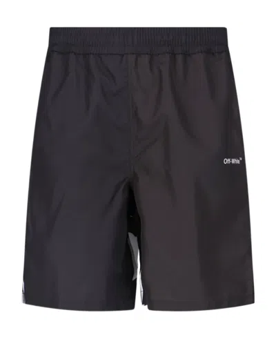 OFF-WHITE OFF-WHITE DIAG SURFER LOGO PRINTED SWIM SHORTS