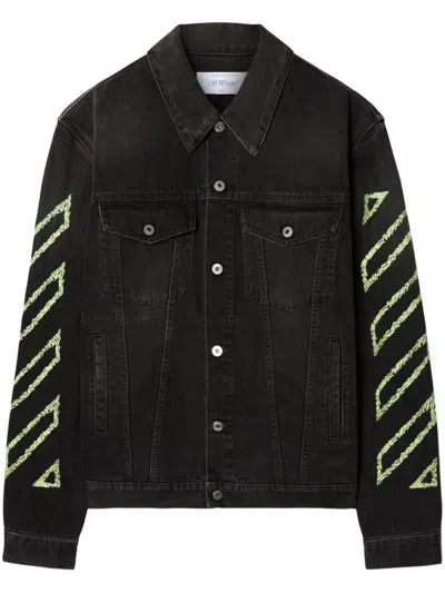 OFF-WHITE OFF WHITE DIAGONAL ARROW OUTL DENIM SKATE JACKET