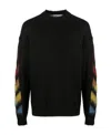 Off-white Brushed Wool Crew-neck Sweater With Contrasting Logo In Black