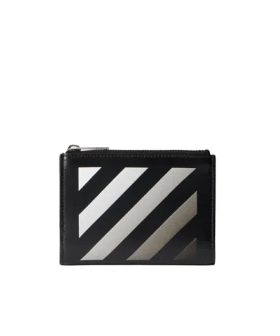OFF-WHITE DIAGONAL BIFOLD ZIPPED WALLET