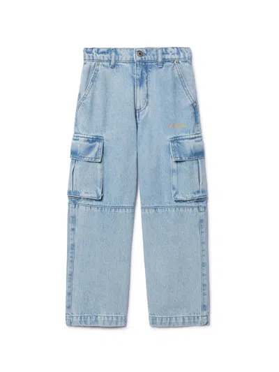 Off-white Diagonal Bookish Cargo Jeans In Blue