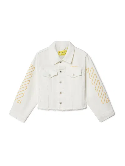 Off-white Diagonal Bookish Denim Jacket In White