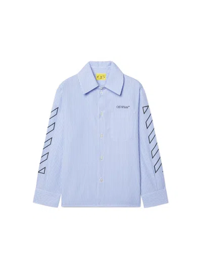 Off-white Kids' Diagonal Bookish Shirt In Blue