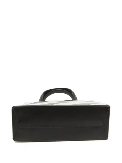 Pre-owned Off-white Diagonal Box Striped Leather Tote Bag In Black