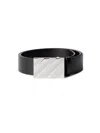 Off-white Diagonal Buckle Leather Belt In Black