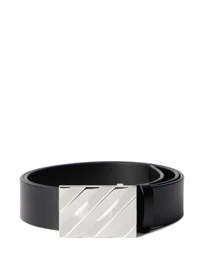 OFF-WHITE DIAGONAL BUCKLE LEATHER BELT