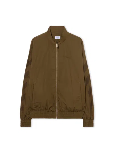 Off-white Khaki Diagonal Cotton Track Jacket In Brown