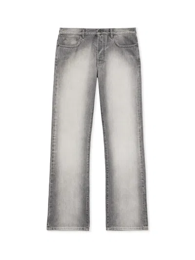 Off-white Diagonal Embroidery Slim-fit Jeans In Gray