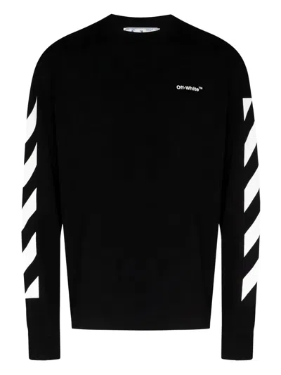 Off-white Diagonal Helvetica Skate Long-sleeve T-shirt In Black